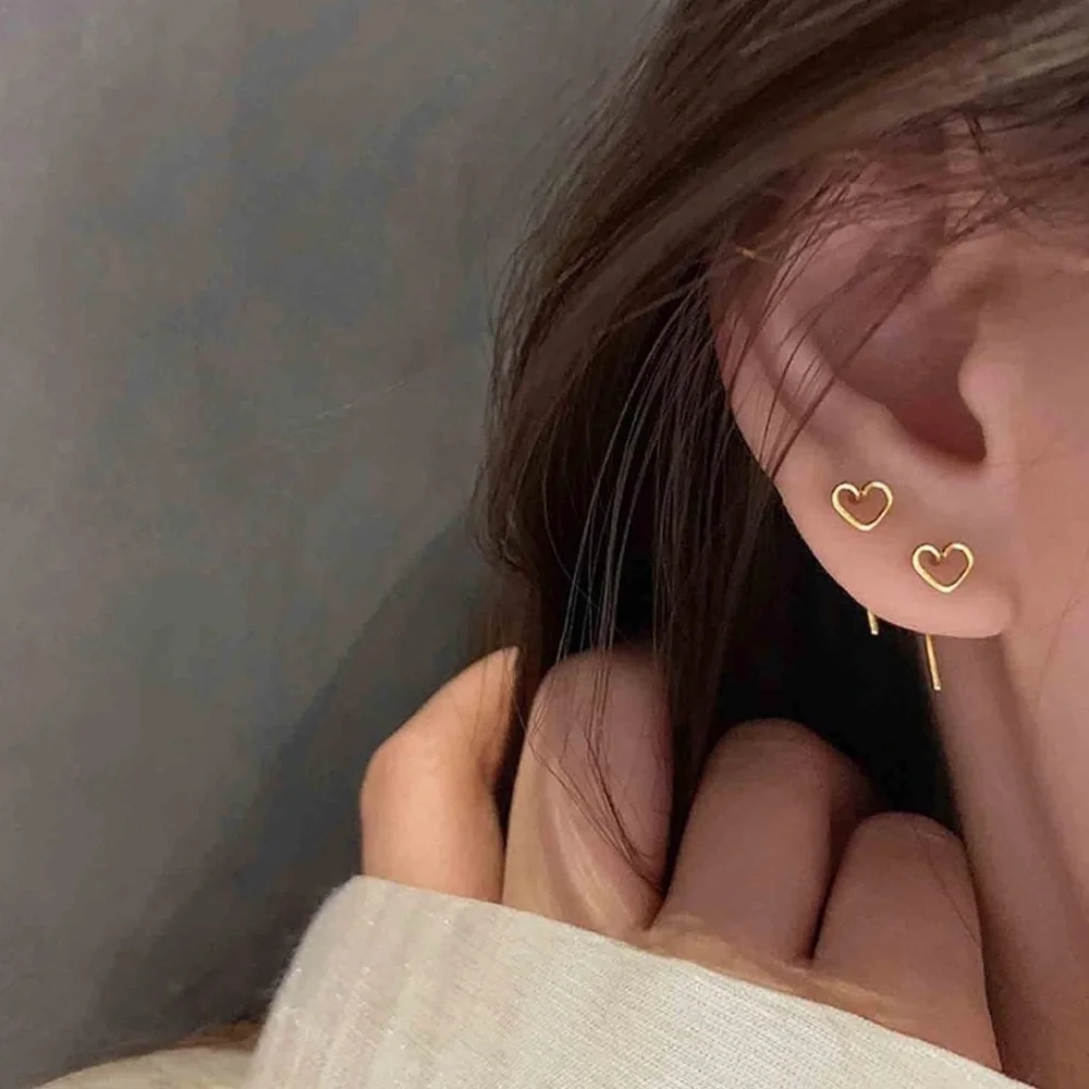 Bohemian Gold Love Heart Stud Earrings